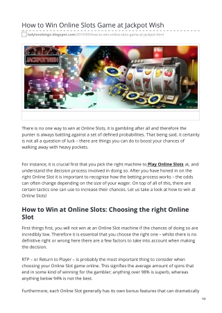 How to Win Online Slots Game at Jackpot Wish