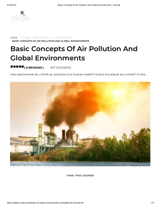 Basic Concepts Of Air Pollution And Global Environments - Edukite