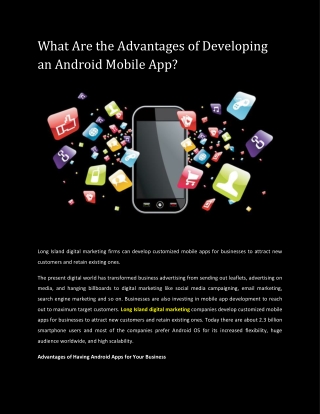 What Are the Advantages of Developing an Android Mobile App?