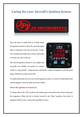 Caring for your Aircraft’s Ignition System