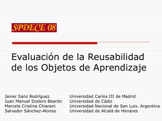 Evaluación de la Reusabilidad de los Objetos de Aprendizaje