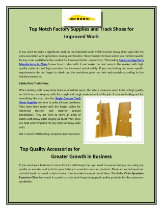 Top Notch Factory Supplies and Track Shoes for Improved Work