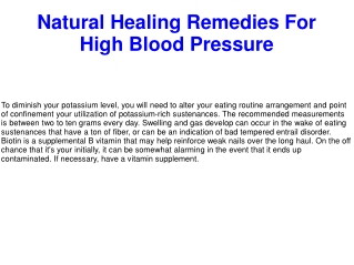 Natural Healing Remedies For High Blood Pressure