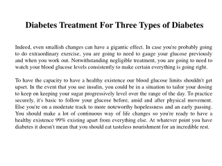 Diabetes Treatment For Three Types of Diabetes