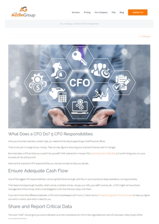 5 CFO Responsibilities on CFO outsourcing services