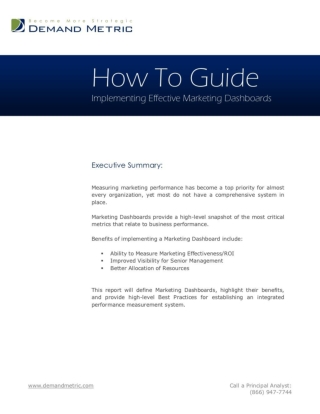 Implementing Effective Marketing Dashboards