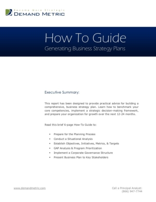 Generating Business Strategy Plans