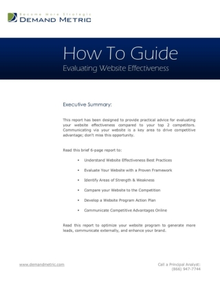 Evaluating Website Effectiveness