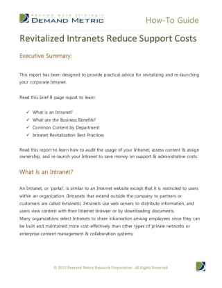 Revitalizing Intranets Reduces Support Costs