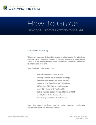 Develop Customer Centricity with CRM