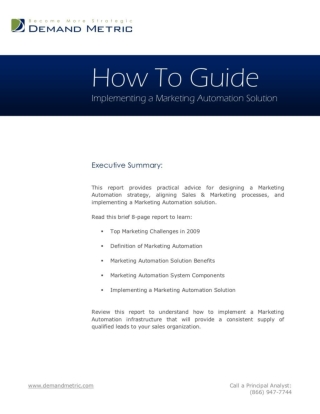 Implementing a Marketing Automation Solution