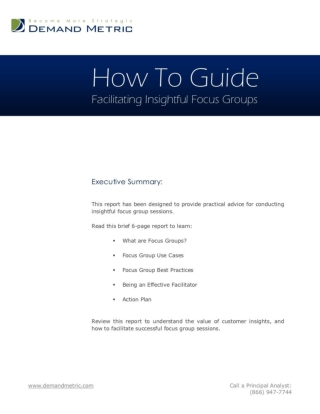 Facilitating Insightful Focus Groups