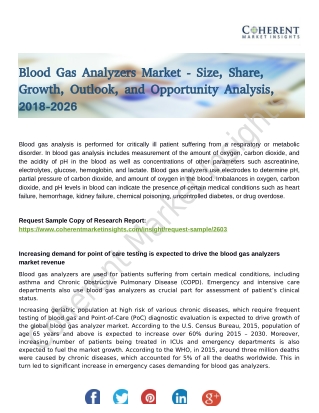 Blood Gas Analyzers Market to Reflect Steady Growth During 2018-2026
