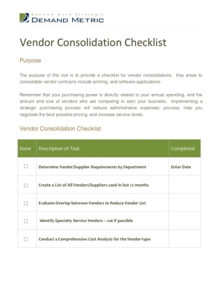 Vendor Consolidation Checklist