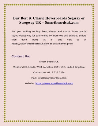 Buy Best & Classic Hoverboards Segway or Swegway UK – Smartboardsuk.com