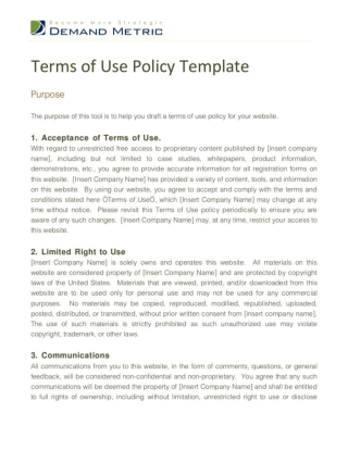 Terms of Use Policy Template