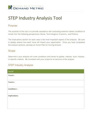 Step Industry Analysis Tool