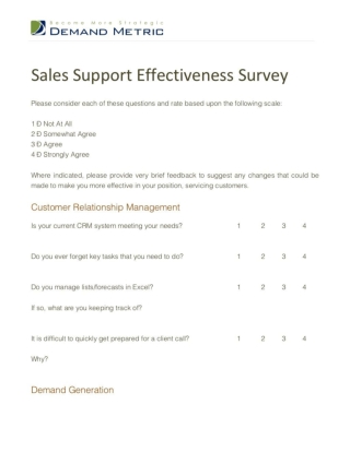 Sales Support Effectiveness Survey