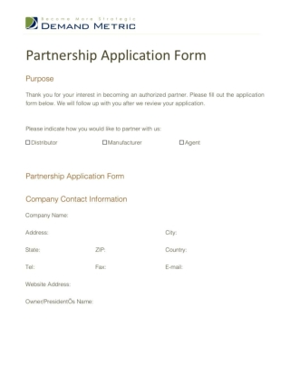 Partnership Application Form