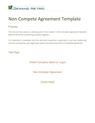 Non Compete Agreement Template