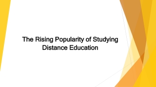 The Rising Popularity of Studying Distance Education