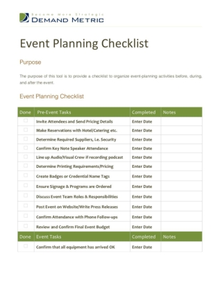 Event Planning Checklist