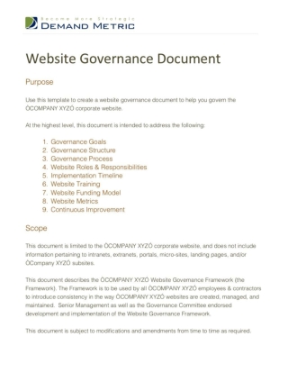 Website Governance Document