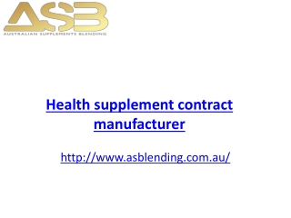 contract manufacturing health supplements