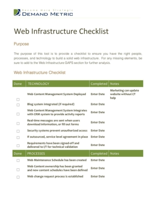 Web Infrastructure Checklist