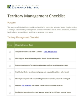 Territory Management Checklist