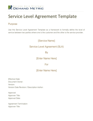 Service Level Agreement Template