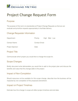 Project Change Request Form