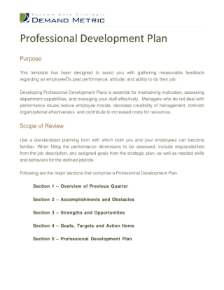 Professional Development Plan
