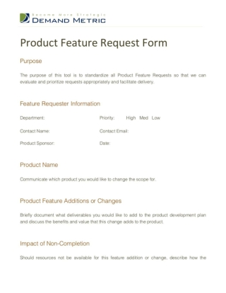 Product Feature Request Form