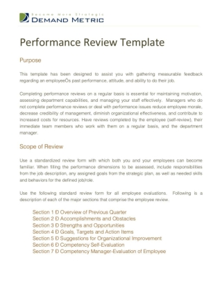 Performance Review Template
