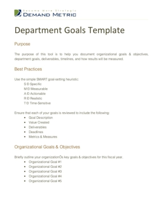 Department Goals Template