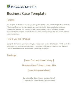 Business Case Template