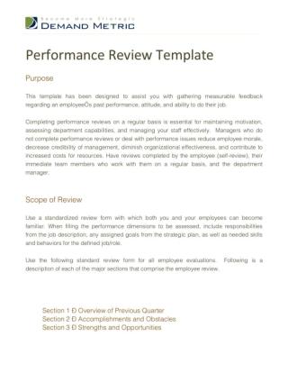Performance Review Template