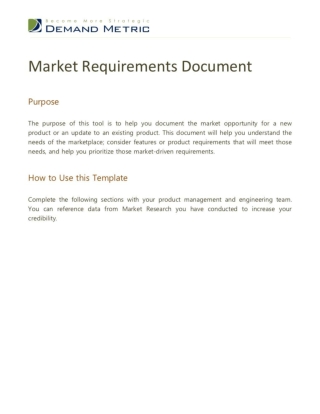 Market Requirements Document