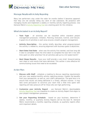 Manage Results with Activity Reporting