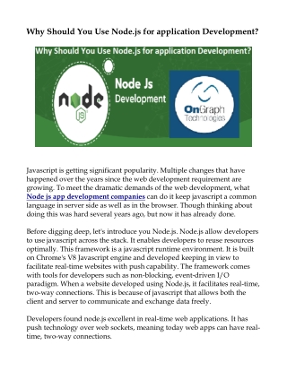 Why Should You Use Node.js for application Development?