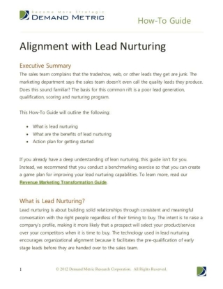 Align Sales and Marketing with Lead Nurturing