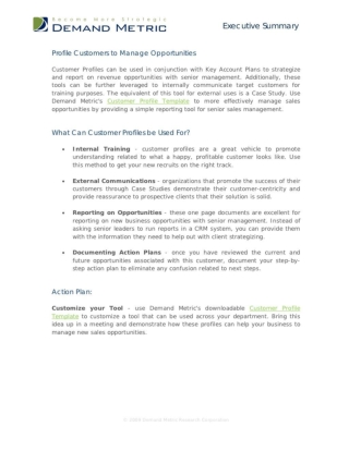 Profile Customers To Manage Opportunities