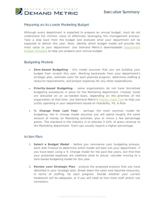 Preparing An Accurate Marketing Budget
