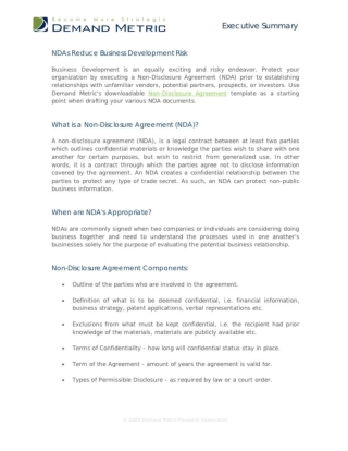 NDAs Reduce Business Development Risk