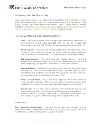 Monitoring Inside Sales Productivity