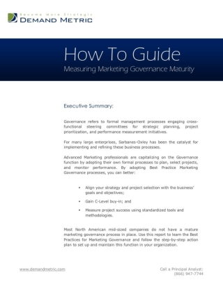 Measuring Marketing Governance Maturity