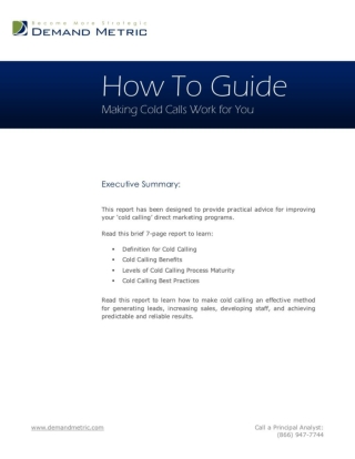 Making Cold Calls Work For You