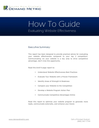 Evaluating Website Effectiveness