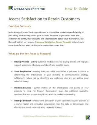 Assess Satisfaction To Retain Customers